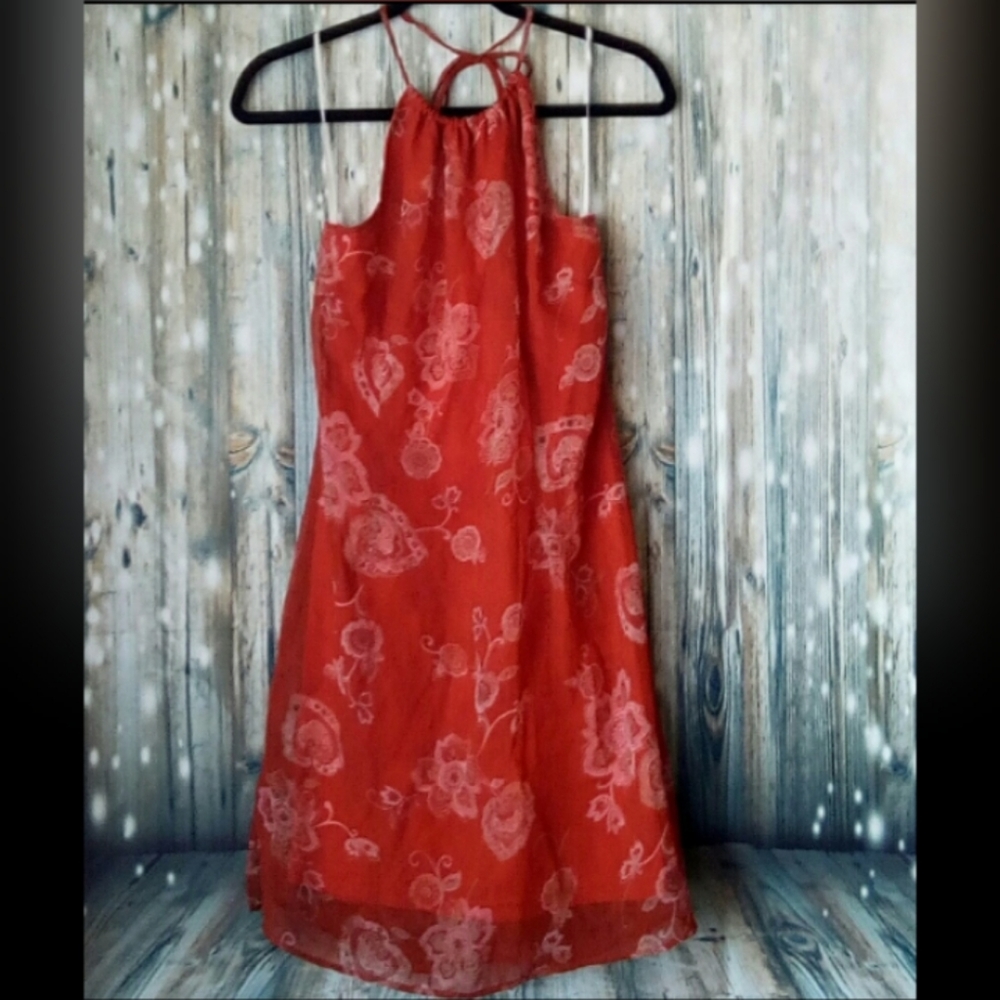 Vintage Afortiori sleeveless floral orange dress